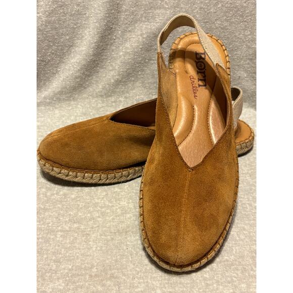 Born Shilo Size 10 Suede Tan Espadrille Sling Back Women’s Sandals - Picture 1 of 7